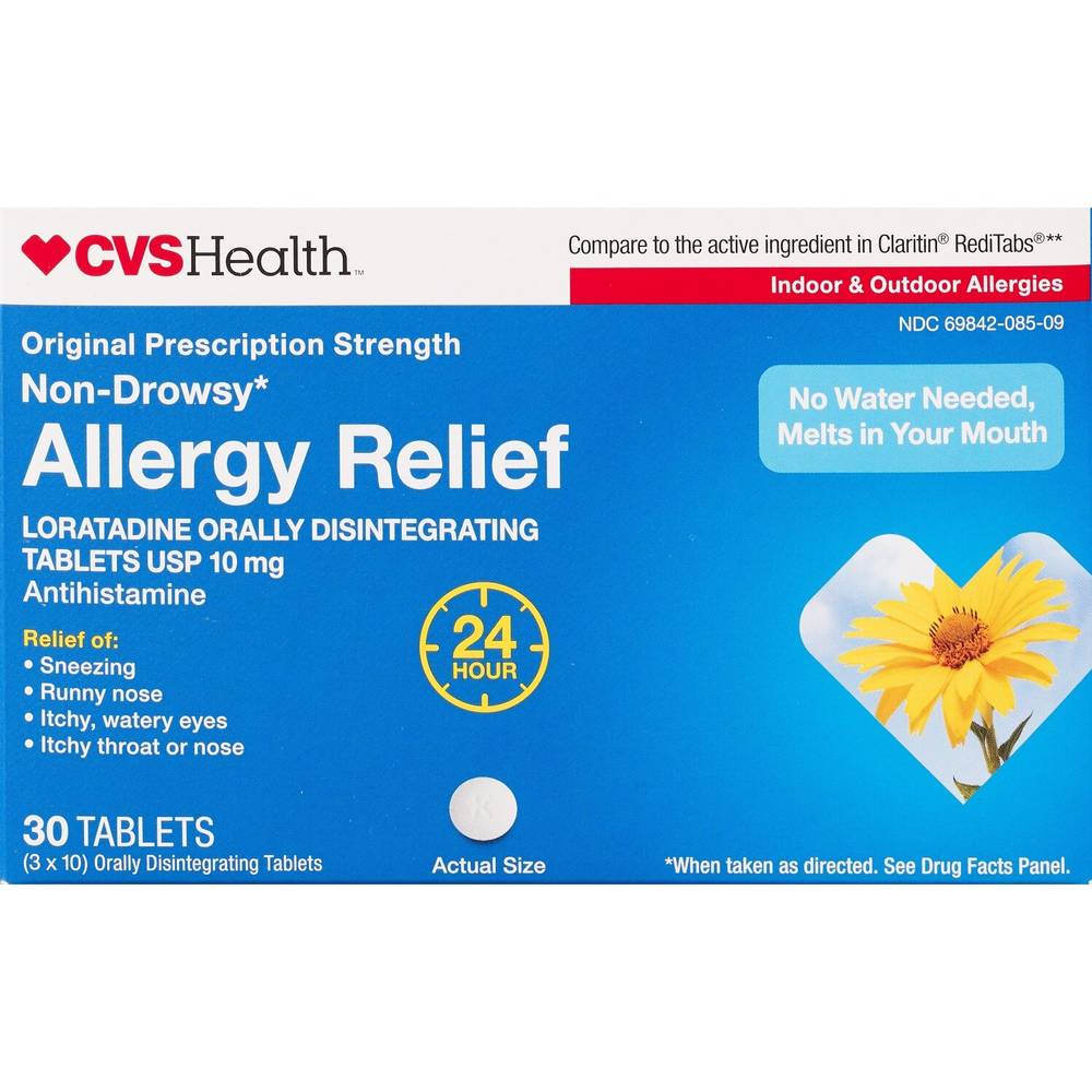 Cvs Health 24hr Allergy Relief Loratadine Orally Disintegrating Tablets 10mg