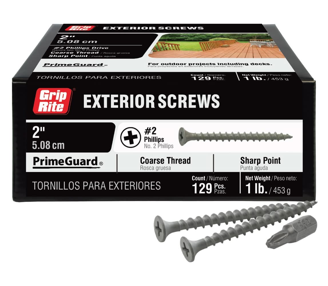 Grip-Rite #8 x 2-in Wood to wood Deck Screws ( 129 -Per Box )