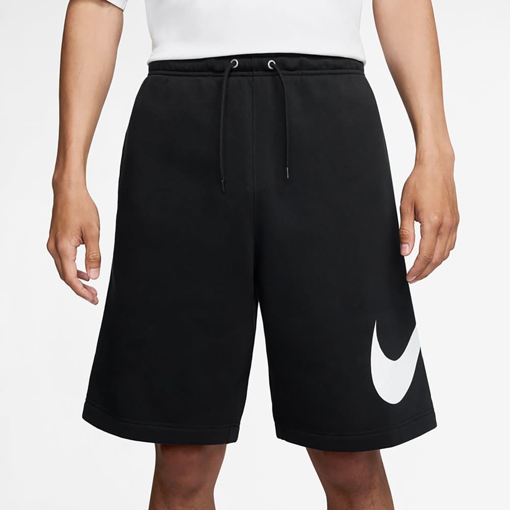 Nike Men's Club Brushed Fleece Graphic Shorts 7 in., Black / Black / White, Large