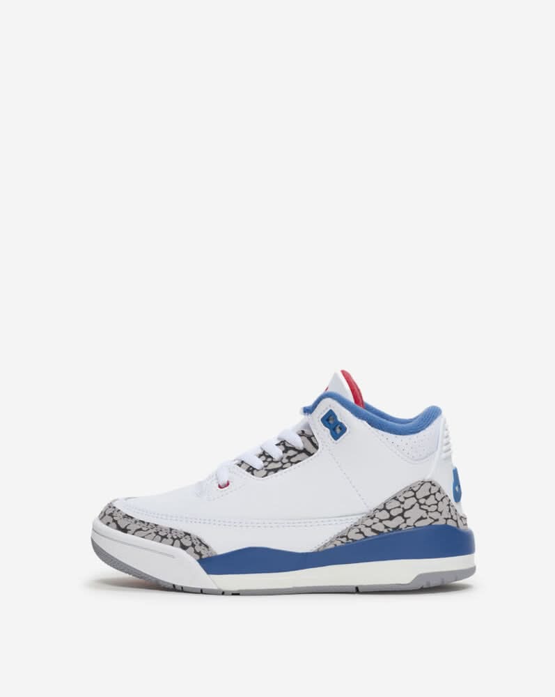 Jordan Little Kid's Air Retro 3 Basketball Shoes, 1, White/Varsity Red/True Blue/Cement Grey