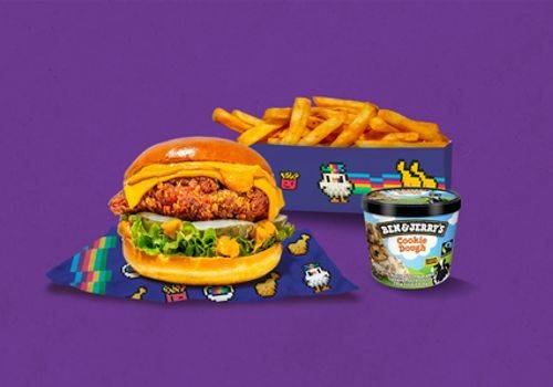 Rainbow Burger + Side + Glace
