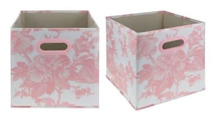 Toile Print Cube Storage Bins 2-Pack