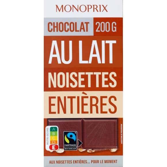 Monoprix Chocolat Au Lait Aux Noisettes Entières, Max Havelaar La Tablette De 200G