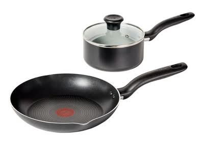 T-Fal Simply Cook Nonstick Sauce Pan With Lid & Fry Cookware Set 2 Qt, 10.5 in, Black (3 ct)