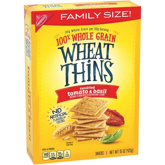 Wheat Thins Crackers, Sundried Tomato & Basil, Family Size (15 oz)