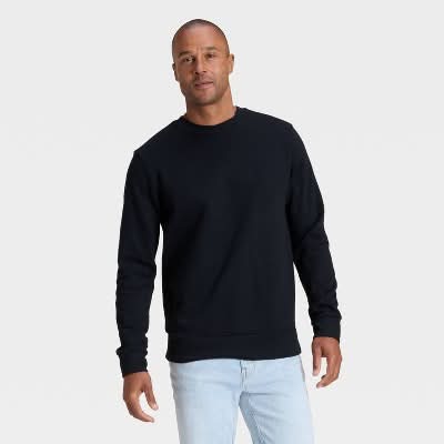 Goodfellow & Co. Every Wear Fleece Crewneck Sweatshirt, Men, S, Black