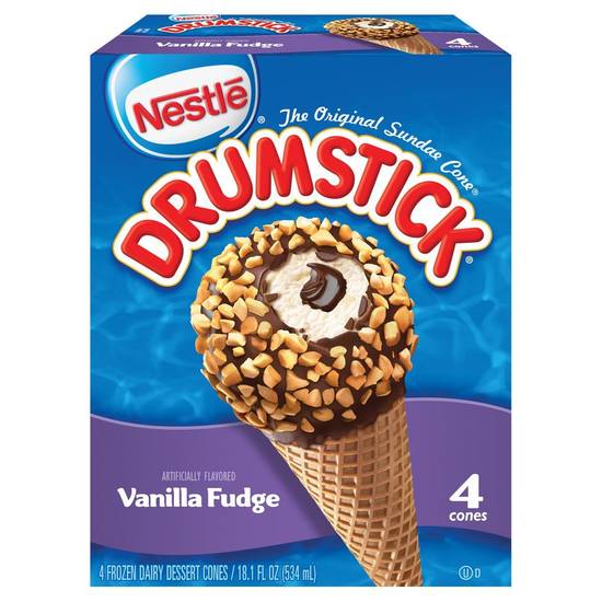Drumstick Vanilla Fudge Dessert Cones (4 ct)