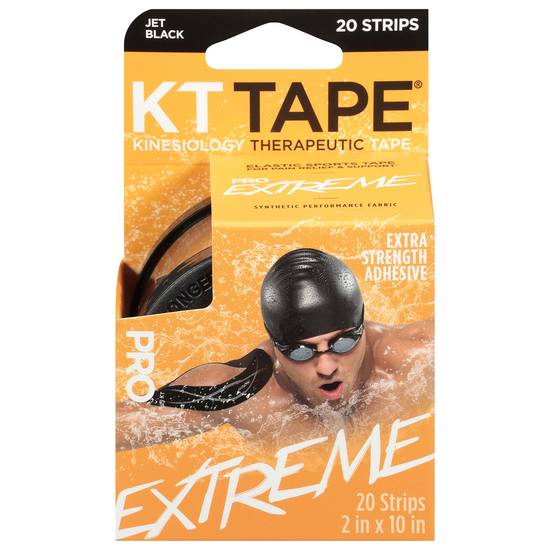 Kt Tape Extreme Extra Strength Adhesive Jet Black Strips (20 ct)