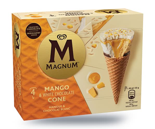 4 cônes Magnum mangue et chocolat blanc