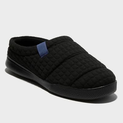 Dearfoams Julien Plush Jersey Sport Lounge Clog Slippers, Men, L, Black