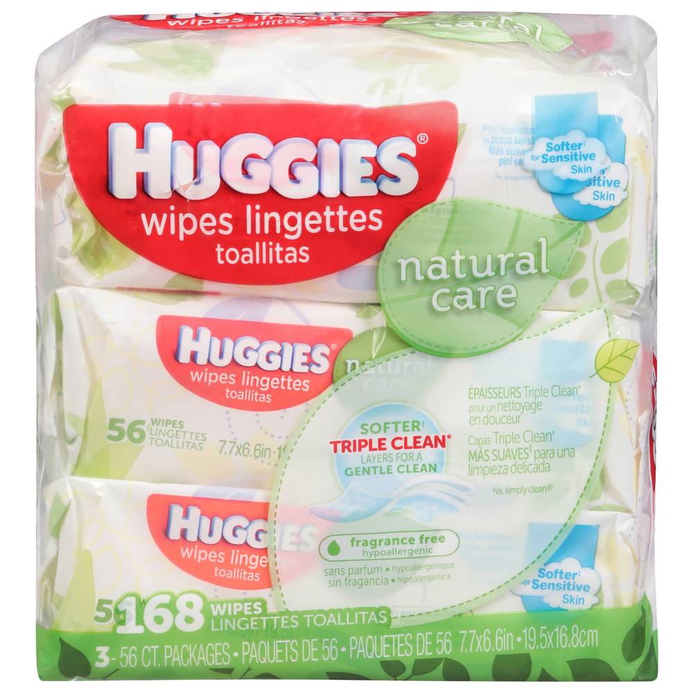Huggies Natural Care Fragrance Free Sensitive Wipes (3 pack)