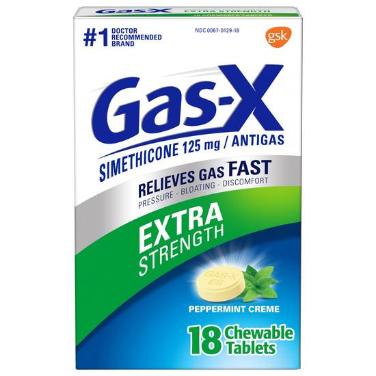 Gas-X Extra Strength Gas Relief Chewable Tablets, Peppermint Creme, 18 CT
