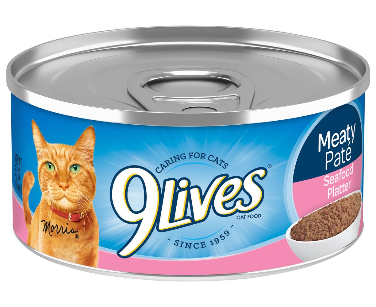 9Lives Meaty Pate Wet Cat Food, Seafood Platter (5.5 oz)