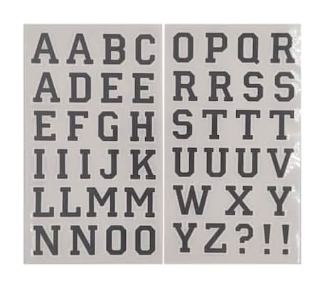 Make Market Iron-On Athletic Letters, Size 1.5 in, Black/White Outline (49 ct)