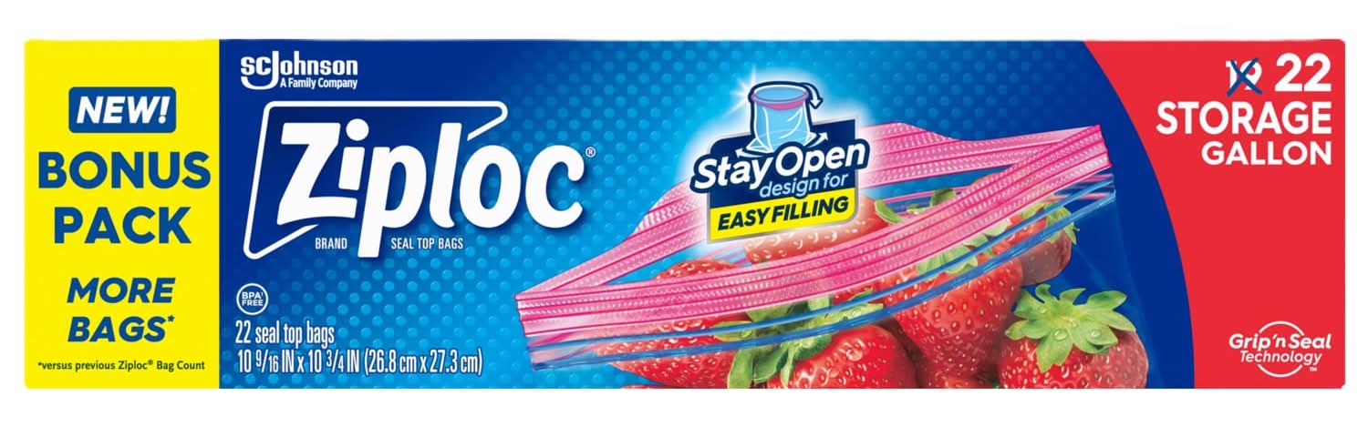 Ziploc Grip 'N Seal Technology 1 Gal Clear Zipper Storage Bag 22 Pk