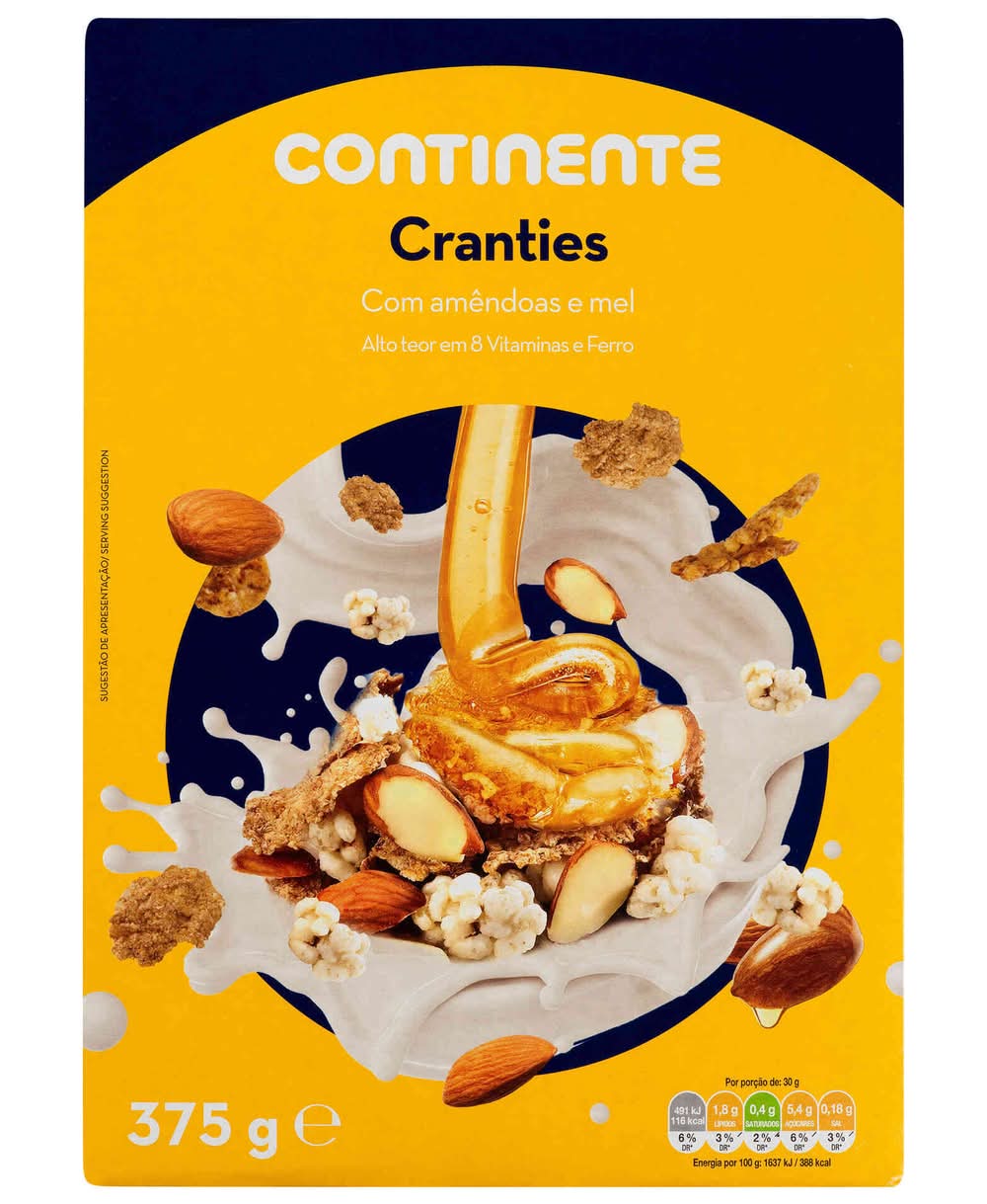 Cereais Cranties Amêndoas e Mel Continente (emb. 375 gr)