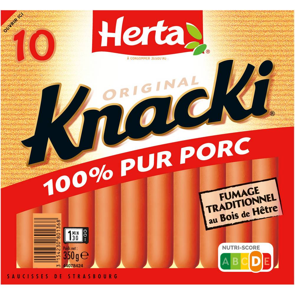 Herta - Knaki saucisses 100% pur porc (10 pièces)