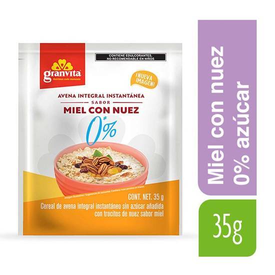 Granvita avena integral instantánea sabor miel con nuez (sobre 35 g)