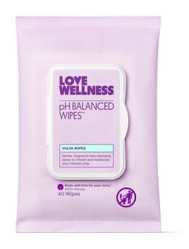 Love Wellness Ph Balanced Unscented Wipes For Sensitive Care, Women (0.35 lbs, 40 ct)