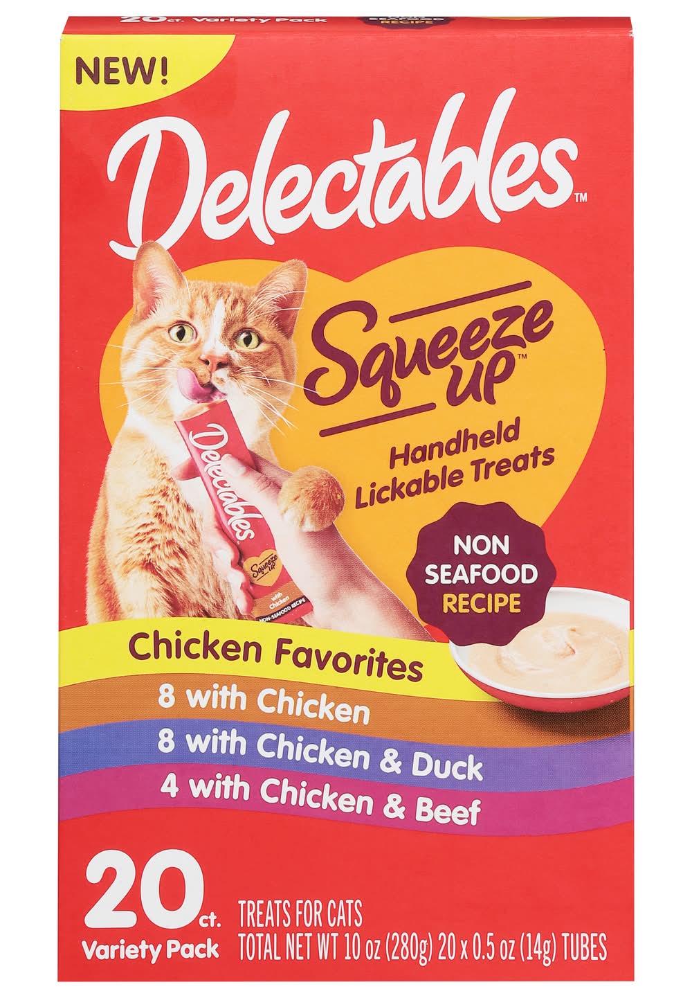 Delectables Squeeze Up Non Seafood Lickable Cat Treat, Chicken-Duck-Beef (20 x 0.5 oz)