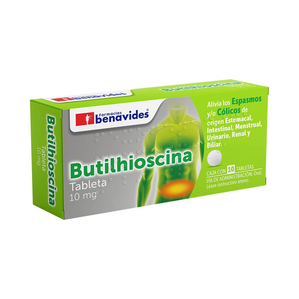 Farmacias benavides butilhioscina tabletas 10 mg (10 piezas)