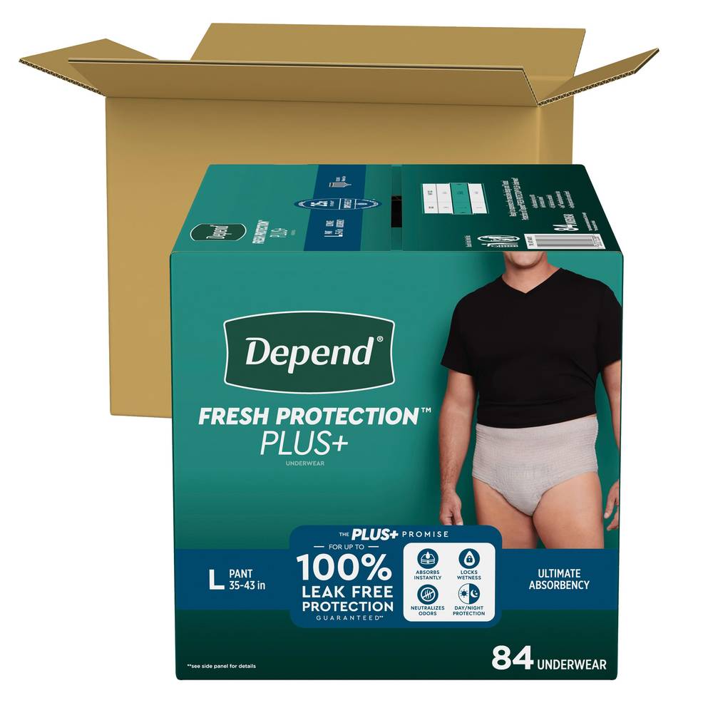 Depend Protection Plus for Men, Large, 84-count