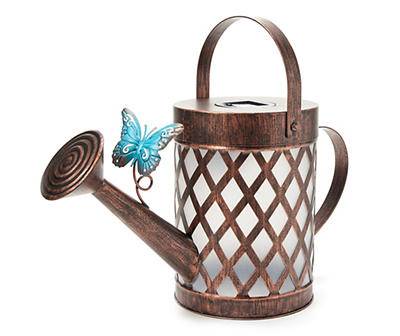 Real Living Bronze Watering Can Led Solar Garden Decor