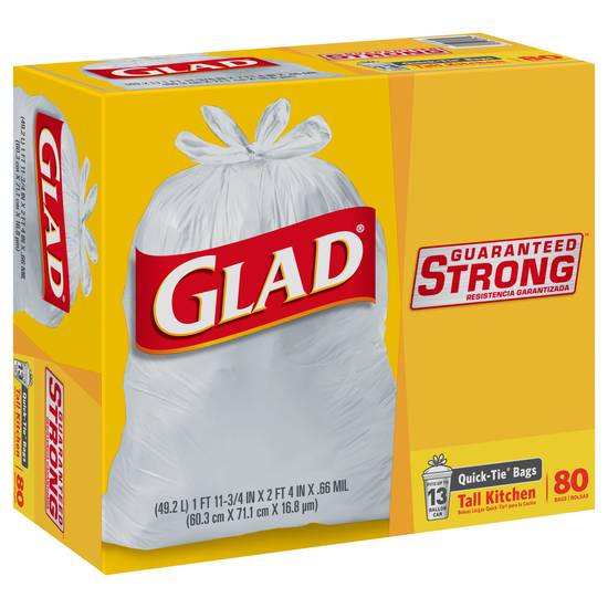 Glad Quick-Tie Guaranteed Strong 13 Gallon Kitchen Bags (80 ct)