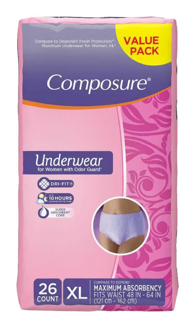 Composure Protective Underwear For Women With Odor Guard Size Xl 26 Ct
