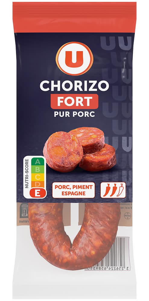 Les Produits U - Chorizo fort supérieur pur porc (220g)