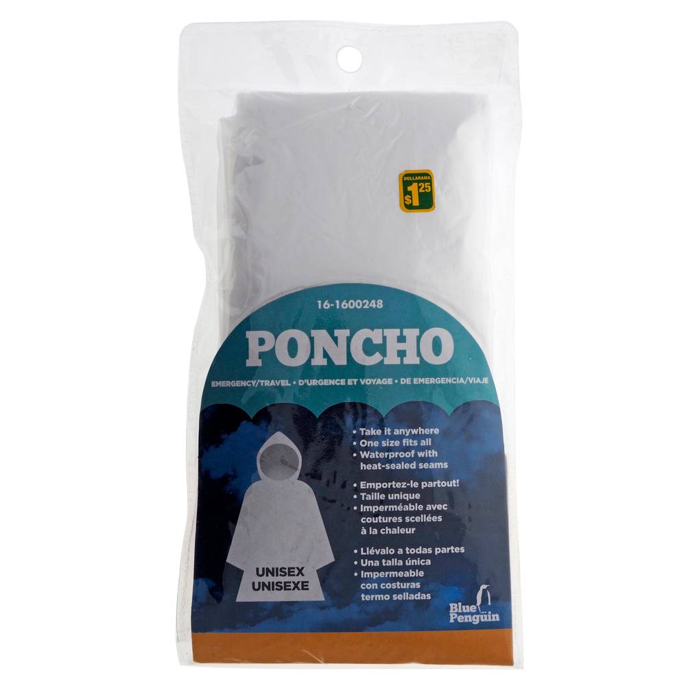 Plastic Emergency Travel Poncho in Bag