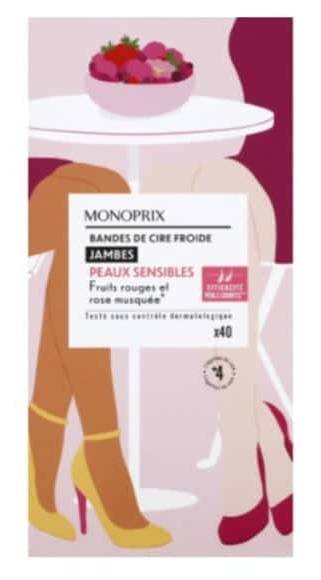 Monoprix - Bandes de cire froide pour les jambes pour peaux sensibles (40)