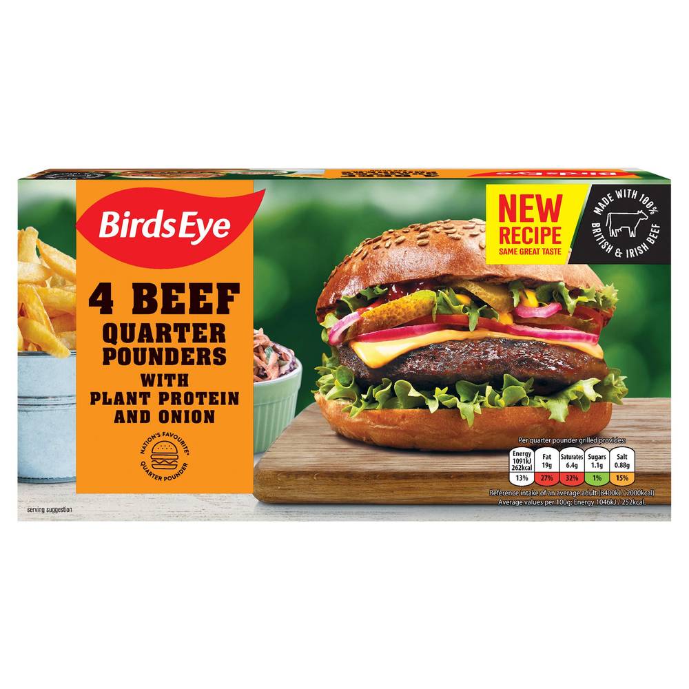Birds Eye Quarter Pounder Plant Protein and Onion Burgers