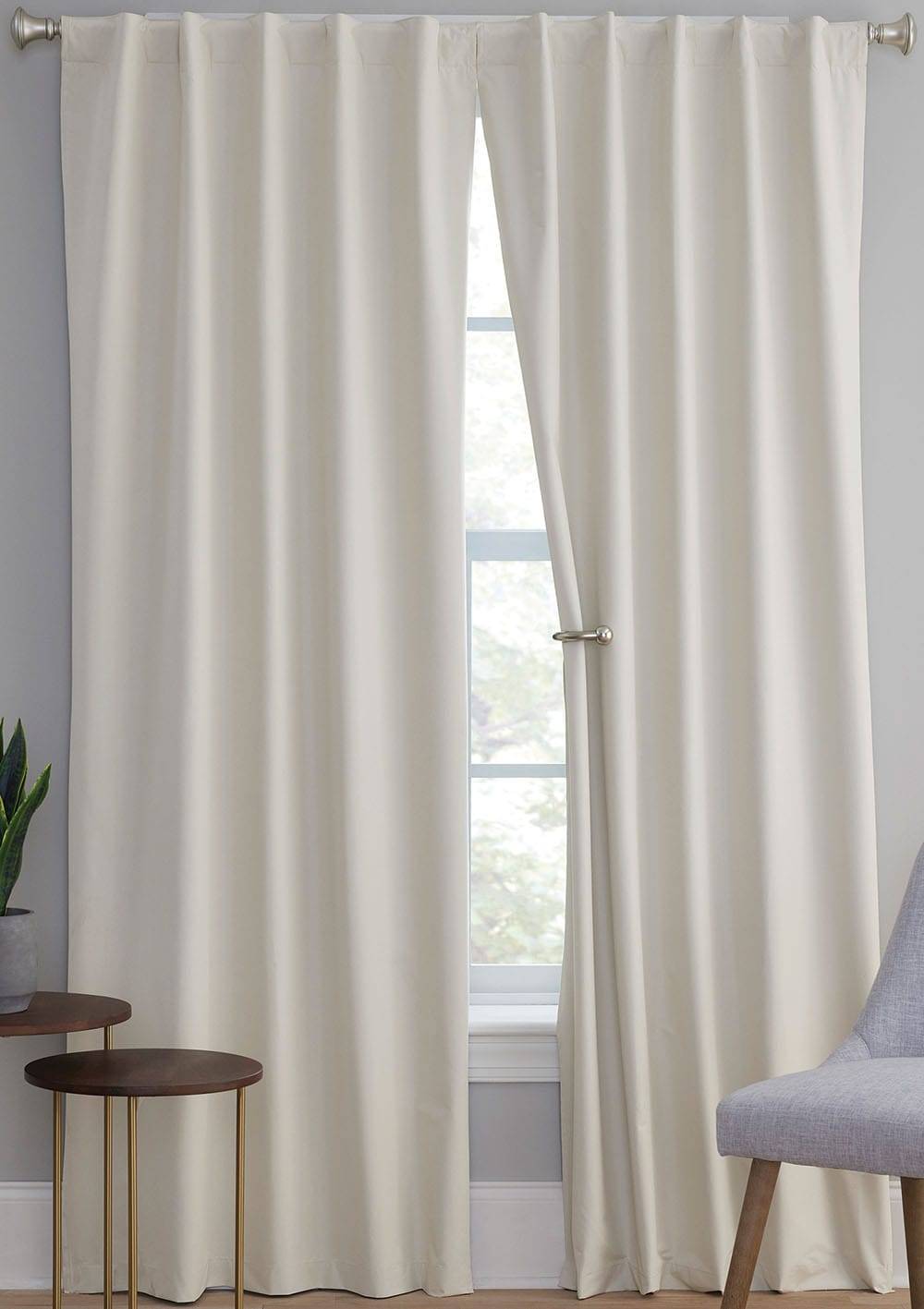 Style Selections 84-in Taupe Blackout Thermal Lined Back Tab/Pinch Pleat/Rod Pocket Curtain Panel Pair | X873.06784ZBG/2