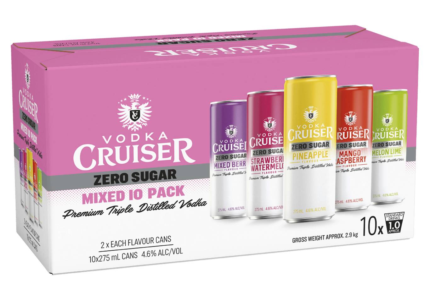 Vodka Cruiser Zero Sugar Can 10x275mL