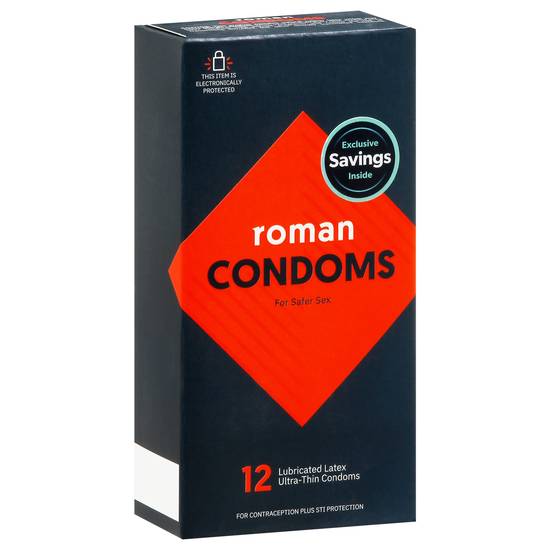 Roman Lubricated Latex Ultra-Thin Condoms (12 ct)