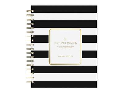 Day Designer Daily/Monthly Planner, 8" X 10", Rugby Stripe Black