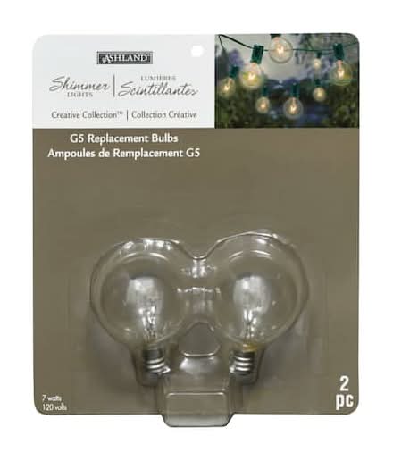 Ashland Creative Collection G5 Shimmer Lights Globe Replacement Bulbs, Clear (2 ct)