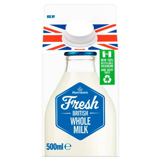 Morrisons Whole Milk (500 ml) ( fresh british)