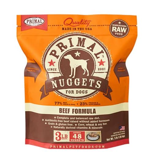 Primal Pet Foods Nuggets Beef Formula Frozen Raw Dog Food (3 lbs)