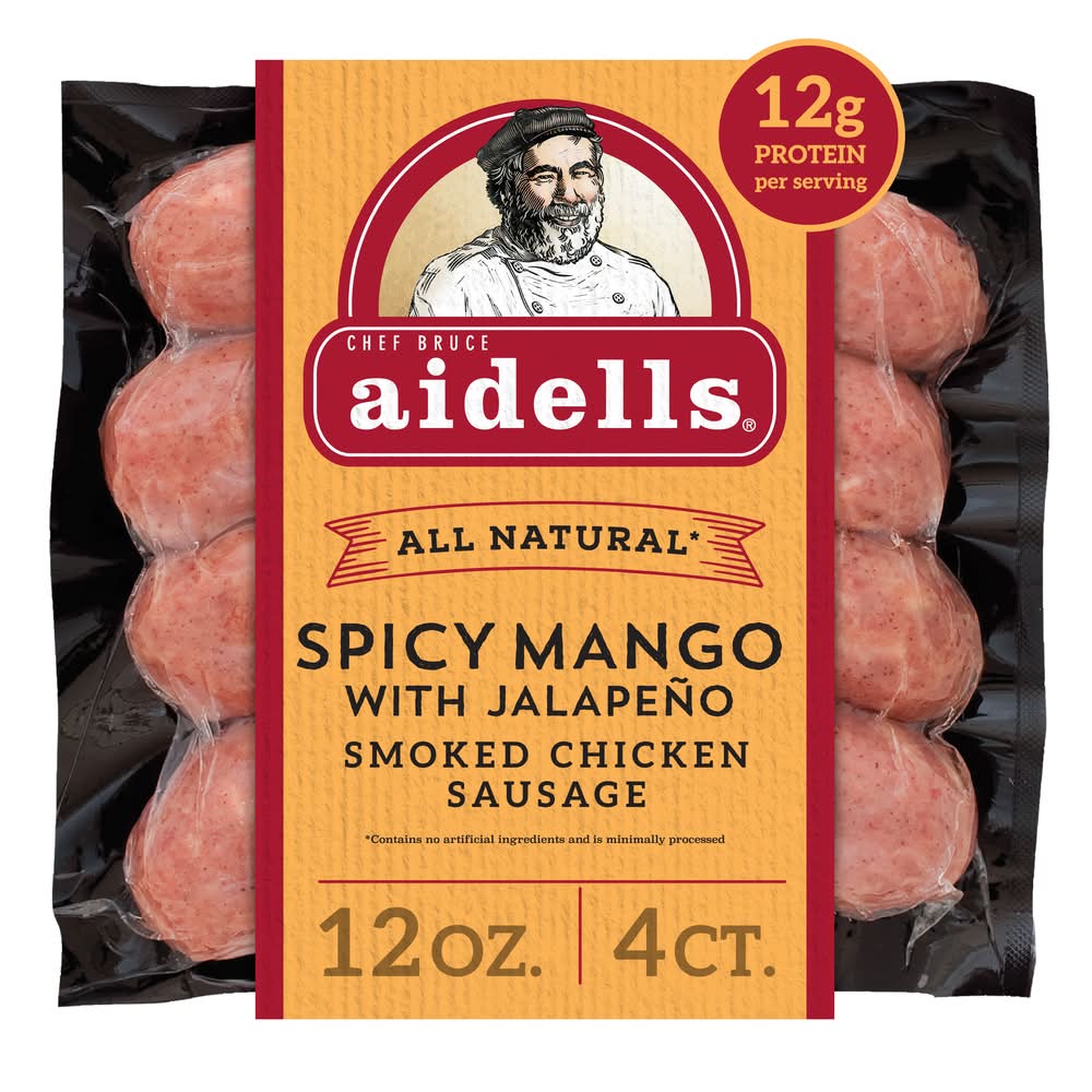 aidells Smoked Chicken Sausage, Spicy Mango Jalapeño (12 oz, 4 ct)