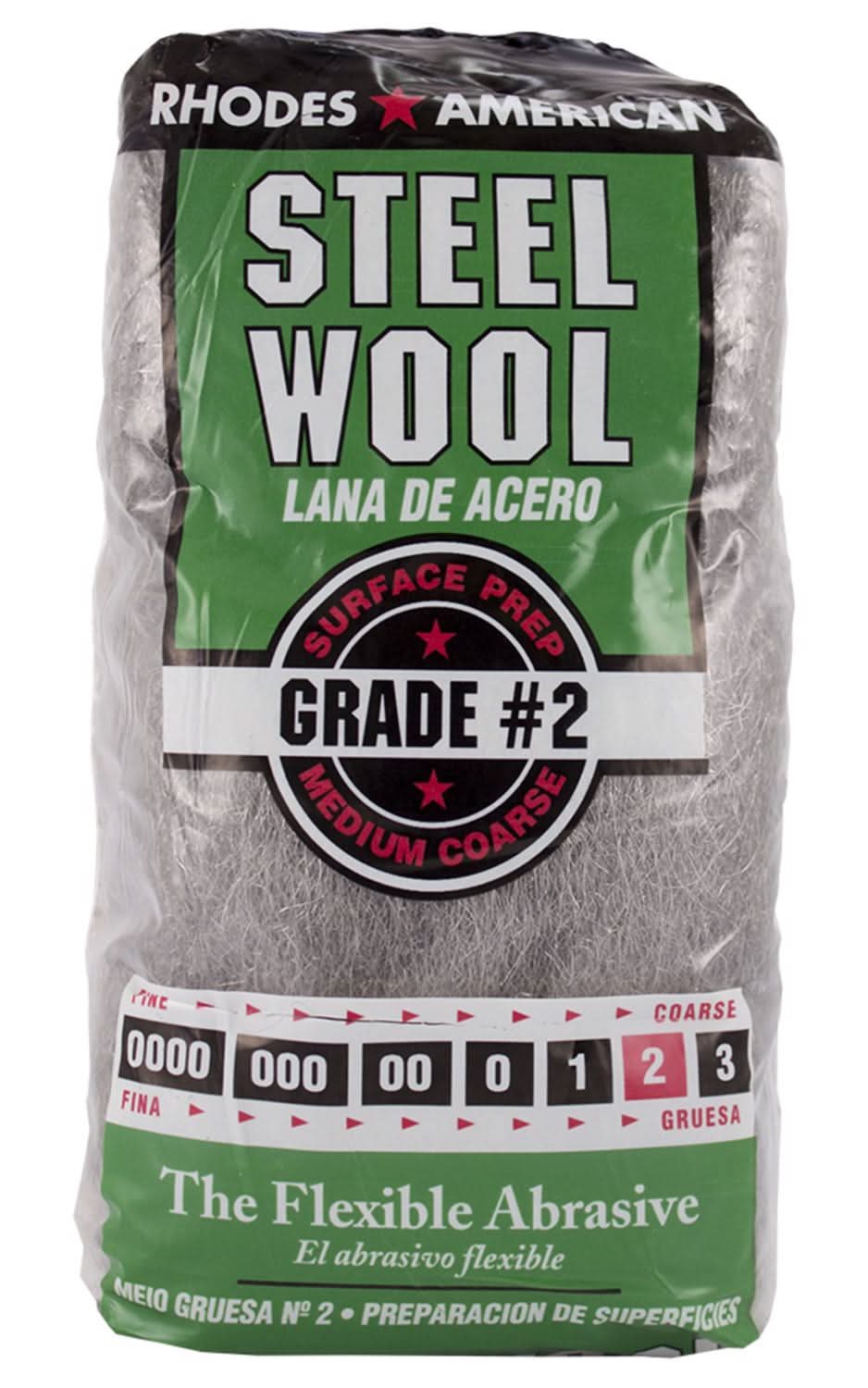 Rhodes American 2 Grade Medium/Coarse Steel Wool Pad 12 Pk