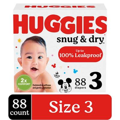 Huggies Snug & Dry Size 3 Baby Diapers - 88 Count