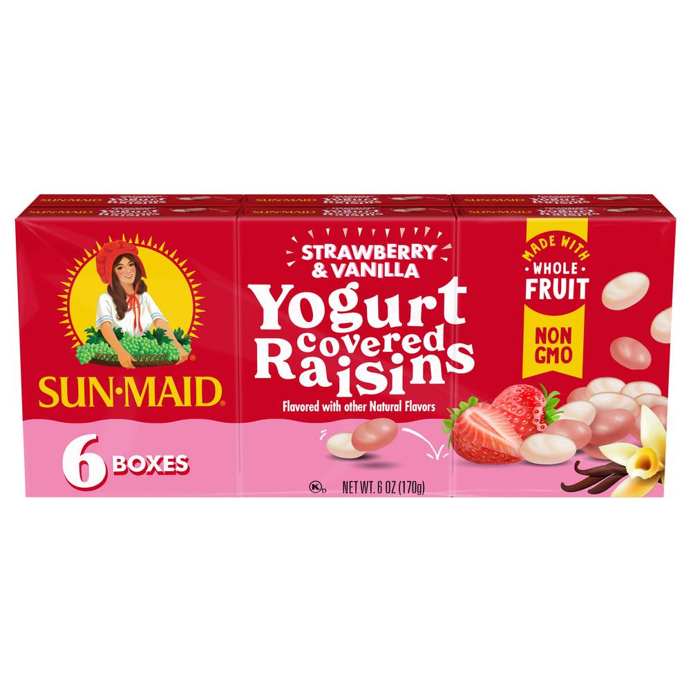 Sun-Maid Yogurt Covered Strawberry & Vanilla Raisins, (6 ct) (6 oz)