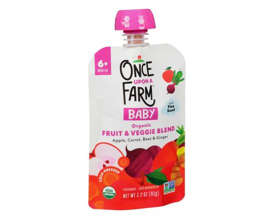 Once Upon A Farm · 6 Months Baby Apple Carrot Beet & Ginger Blend (3.2 oz)