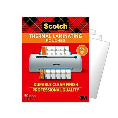 Scotch Tape Laminating Pouches, 3 Mil, 9'' X 11.5'', Gloss Clear