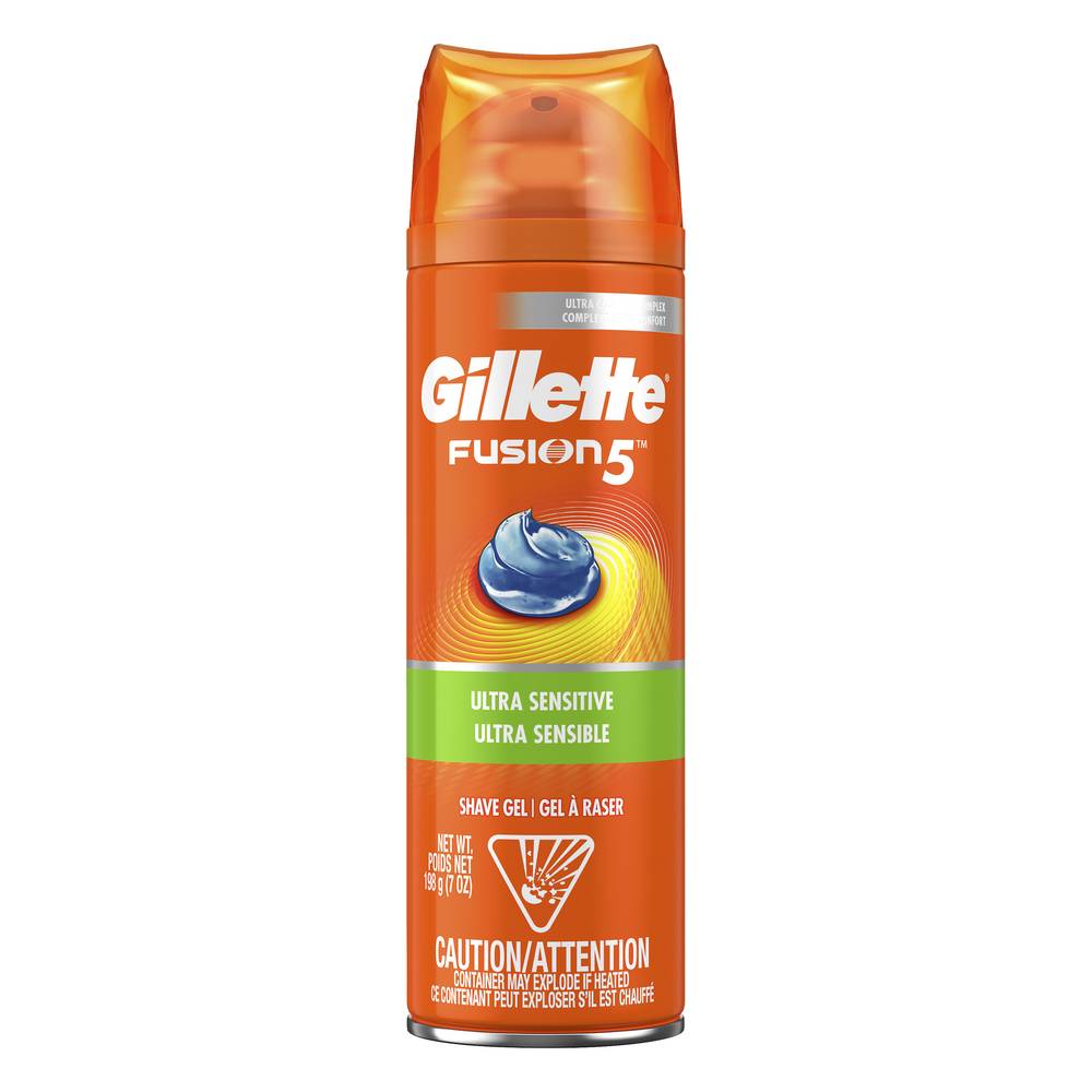 Gillette Fusion 5 Ultra Sensitive Shave Gel For Men With Aloe Vera (7 oz)