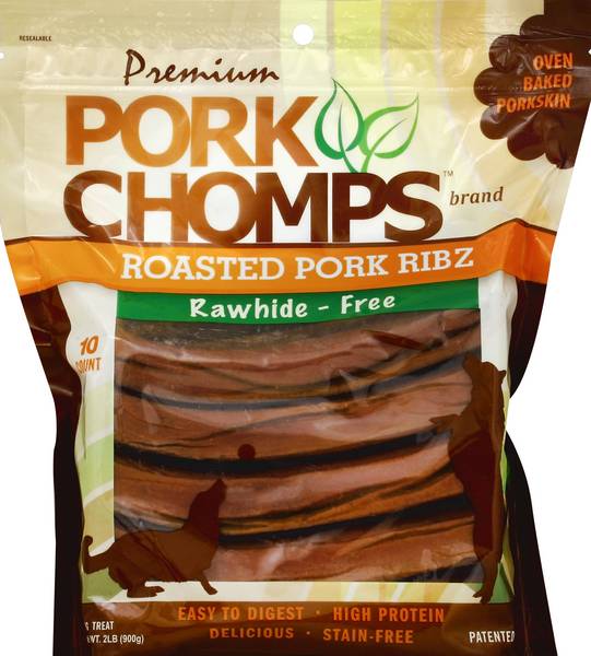 Pork Chomps Roasted Pork Ribz Rawhide Free Dog Treat (2 lbs, 10 ct)