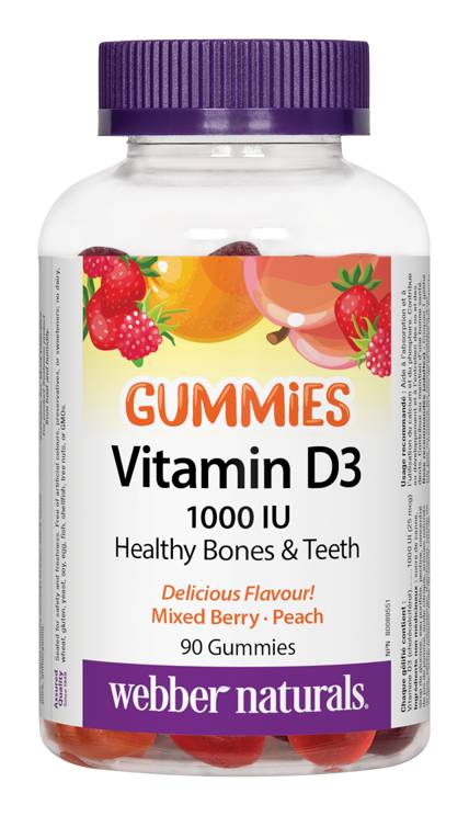 Webber Naturals Vitamin D Gummies, Mixed Berry Peach (40 g)