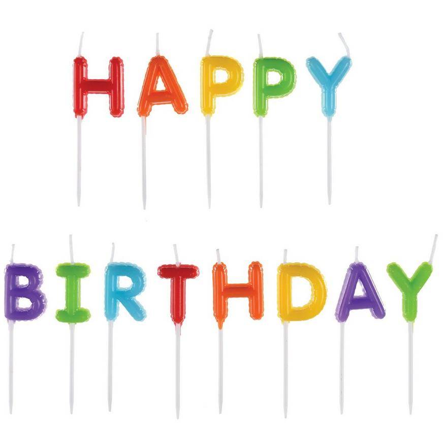 Party City Balloon Happy Birthday Candle Pick Set (2.25in/rainbow)